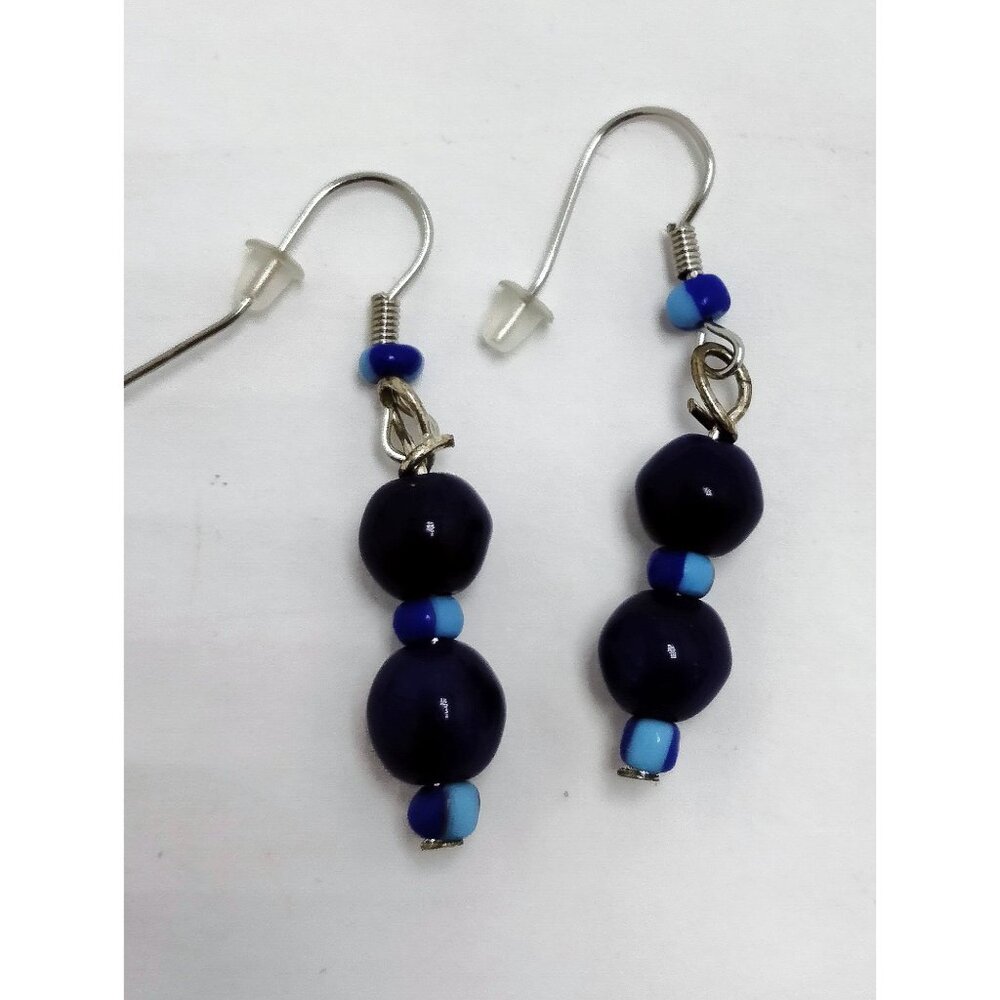 Earrings Blue glass Bead Hook Drop Dangle